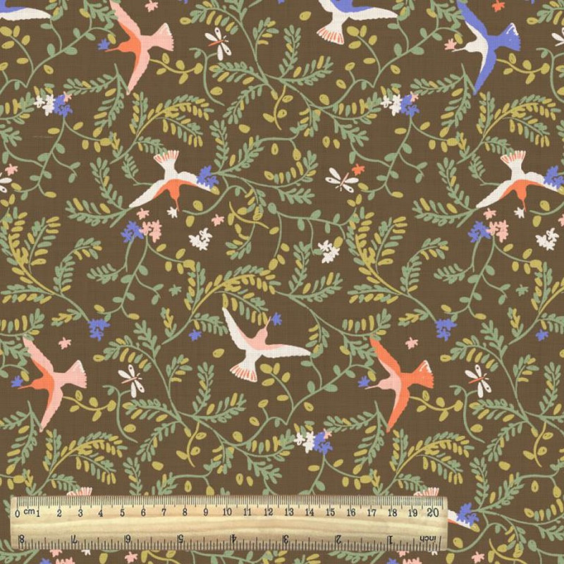 Printed Cotton GIARDINI Black Coffee / Multicolored